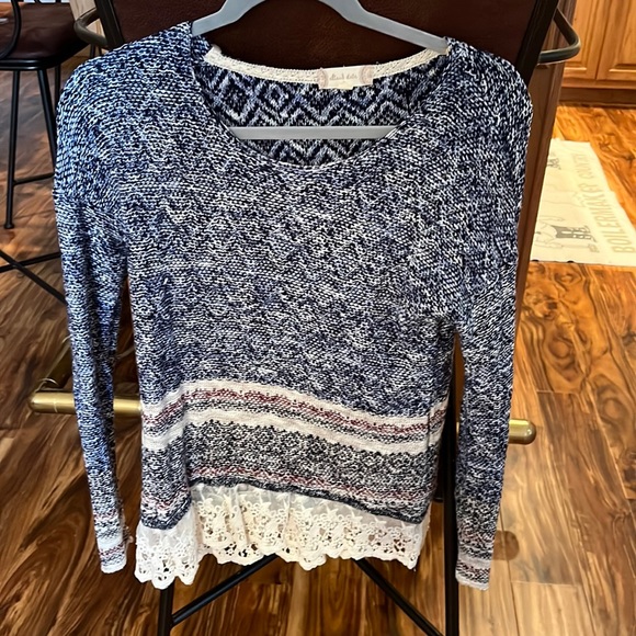 Altar’d State blue sweater with lace on the bottom size S - Picture 1 of 2
